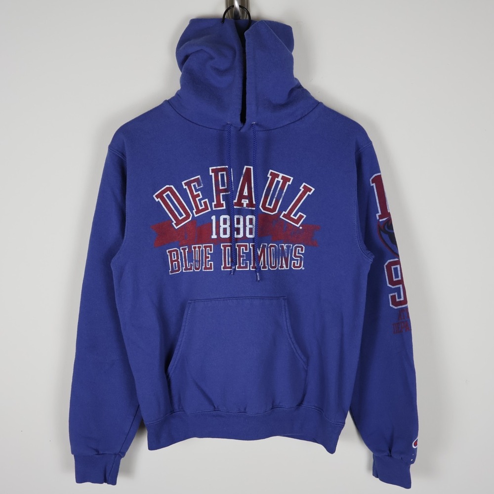Depaul Blue Demons Champion Hoodie Blue Hooded Pullover Size‎ Small 19x23